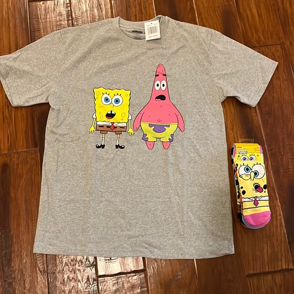 NWT SpongeBob & SquarePants TShirt & 5 Pair of Socks Set. Size L. - Picture 1 of 6